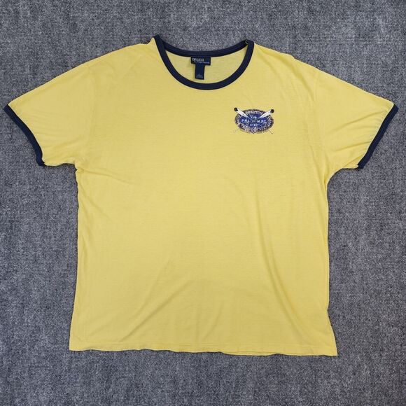 VTG Polo Ralph Lauren Shirt Mens Large Yellow Short Sleeve Hand Crafted Canoes - Picture 1 of 15